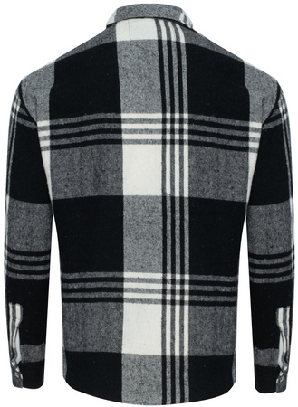 KOSZULA MĘSKA - KREMOWO-CZARNY KRATKA