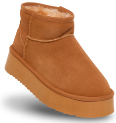 SKÓRZANE BOTKI DAMSKIE - SOLO SOPRANI COUTURE -  SSW421P05/02 HUGH PLATFORM CAMEL