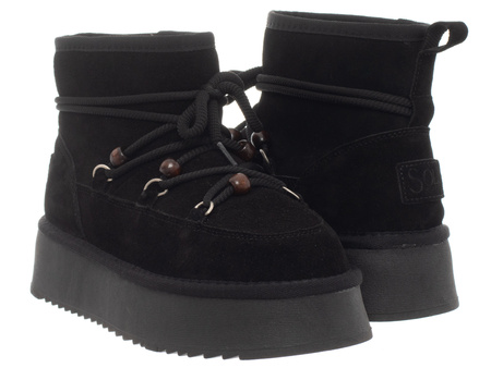 SKÓRZANE BOTKI DAMSKIE - SOLO SOPRANI COUTURE - SSW521P72/03 STONES