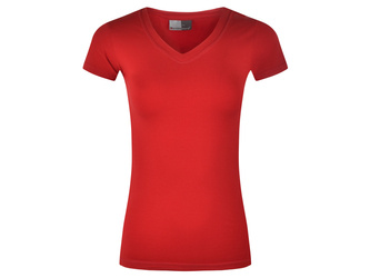 KOSZULKA PROMODORO WOMEN'S WELLNESS V-NECK-T FIRE RED 3325A-36 - CZERWONY
