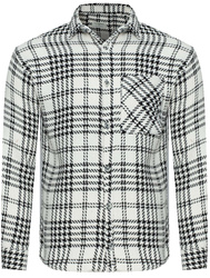 KOSZULA MĘSKA - KREMOWO-CZARNY PEPITKA