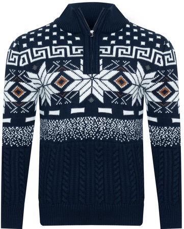 SWETER MĘSKI Z POŁGOLFEM - LORR&MEN 3 GRANATOWY