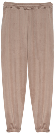 FASHION - WELUROWY KOMPLET DRESOWY DAMSKI - ID8861 JASNOBRĄZOWY