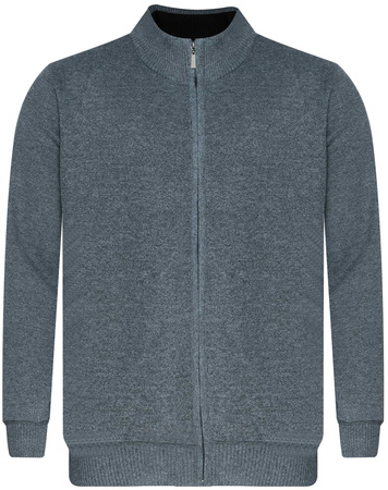 SWETER MĘSKI Z PÓŁGOLFEM ROZPINANY - B-6428/JASNOSZARY