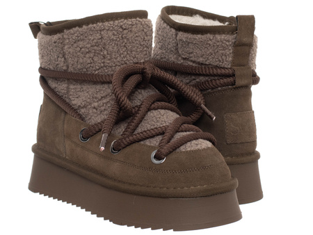 SKÓRZANE BOTKI DAMSKIE - SOLO SOPRANI COUTURE - SCW421P17/03 LUNAR BROWN