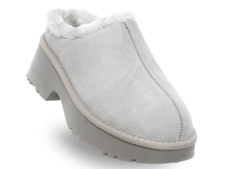 SOLO SOPRANI COUTURE - BUTY DAMSKIE - SSW521P32/02 REMY SUEDE FUR CIMENT