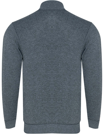 SWETER MĘSKI Z PÓŁGOLFEM ROZPINANY - B-6428/JASNOSZARY