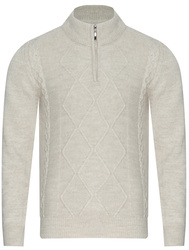 SWETER MĘSKI  Z POŁGOLFEM - 8157 BEIGE