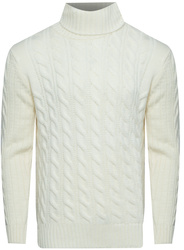 SWETER MĘSKI Z GOLFEM - 012303/KREMOWY