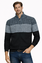 SWETER MĘSKI ROZPINANY - S8655 CIEMNOSZARY