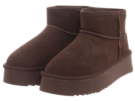 SKÓRZANE BOTKI DAMSKIE -SOLO SOPRANI COUTURE - SCW421P05/04 HUGH PLATFORM CHOCOLATE