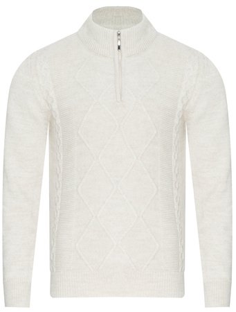 SWETER MĘSKI Z POŁGOLFEM - 8157 CREAM