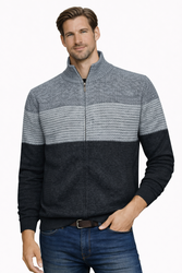 SWETER MĘSKI ROZPINANY - S8655 JASNOSZARY