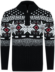 SWETER MĘSKI  Z POŁGOLFEM - LORR&MEN 4 CZARNY