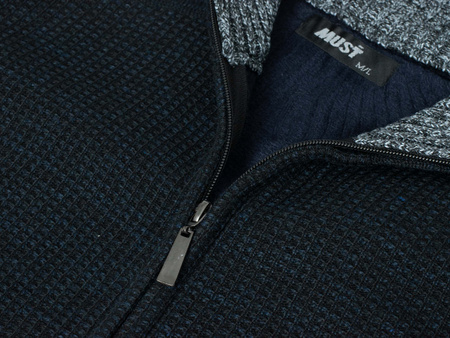 SWETER MĘSKI ROZPINANY - S8627 GRANATOWY