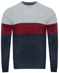 SWETER MĘSKI - S8663 SZARY-BORDO-GRANAT