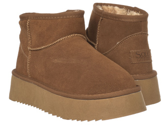 SKÓRZANE BOTKI DAMSKIE - SOLO SOPRANI COUTURE -  SSW421P05/02 HUGH PLATFORM CAMEL