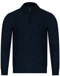 SWETER MĘSKI  Z PÓŁGOLFEM - 8157 NAVY BLUE