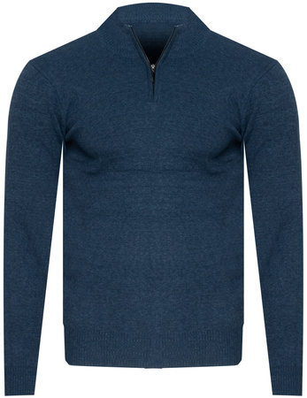 SWETER MĘSKI Z PÓŁGOLFEM - K6007 GRANATOWY