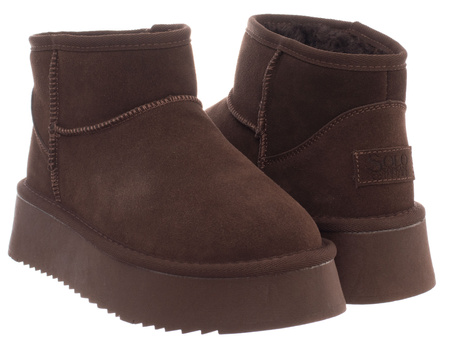 SKÓRZANE BOTKI DAMSKIE -SOLO SOPRANI COUTURE - SCW421P05/04 HUGH PLATFORM CHOCOLATE