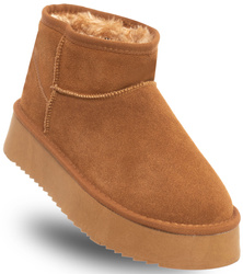 SKÓRZANE BOTKI DAMSKIE - SOLO SOPRANI COUTURE -  SSW421P05/02 HUGH PLATFORM CAMEL