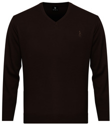 SWETER MĘSKI - V 3010  BRĄZOWY ID8360