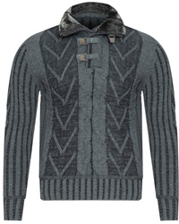 SWETER MĘSKI Z PÓŁGOLFEM - 590 CIEMNOSZARY