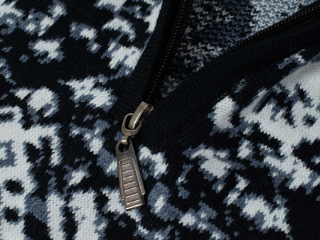 SWETER MĘSKI Z PÓŁGOLFEM- 2312 GRANATOWO-BIAŁY ŚWIĄTECZNY