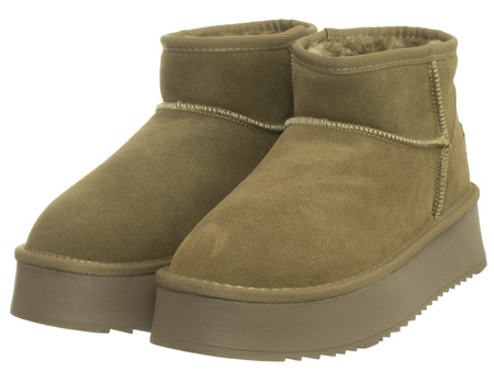 SKÓRZANE BOTKI DAMSKIE -SOLO SOPRANI COUTURE - SCW421P05/06 HUGH PLATFORM GREEN