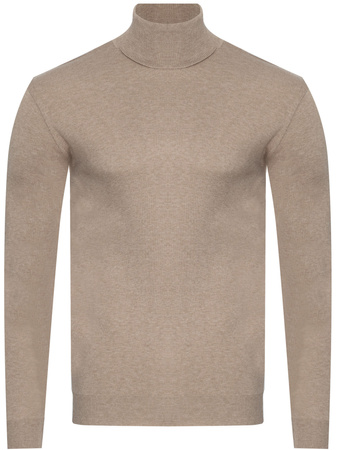 SWETER MĘSKI Z GOLFEM - 1702 BEŻOWY