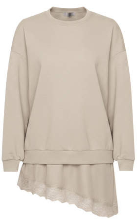 FASHION - BLUZA DAMSKA Z HALKĄ - ID8855 BEŻOWA