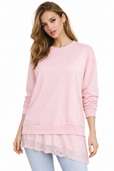 FASHION - BLUZA DAMSKA Z HALKĄ - ID8854 RÓŻOWA