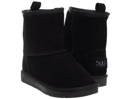 SKÓRZANE BOTKI DAMSKIE - SOLO SOPRANI COUTURE SCW421P08/53 TIR BLACK