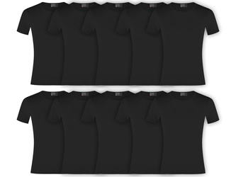 10 PAK KOSZULKA PROMODORO WOMEN'S INTERLOCK-T BLACK 3400A-9D  - CZARNY