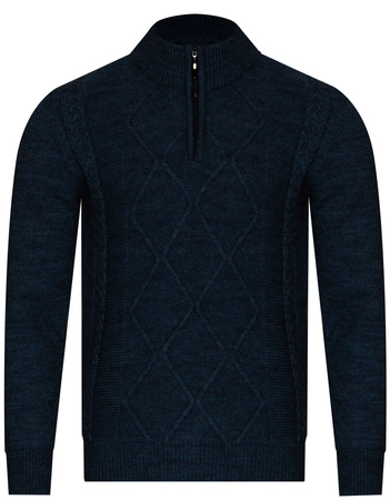 SWETER MĘSKI Z POŁGOLFEM - 8157 NAVY BLUE