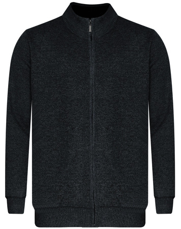 SWETER MĘSKI Z PÓŁGOLFEM ROZPINANY - B-6428/CIEMNOSZARY