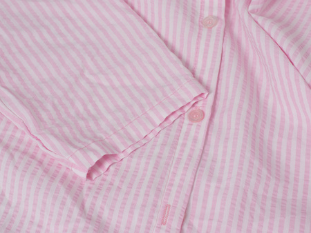 FASHION - KOSZULA DAMSKA W PASKI - ID8848 RÓŻOWA