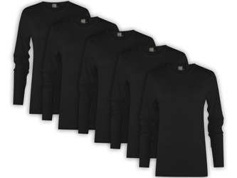 PROMODORO - 5 PAK KOSZULKA WOMEN'S INTERLOCK-T LONGSLEEVE BLACK 3465A-9D- CZARNY