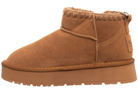 SKÓRZANE BOTKI DAMSKIE - SOLO SOPRANI COUTURE - SCW421P19/21 MISTIK SUEDE CAMEL