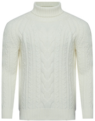 AS FAWOR COLLECTION - SWETER MĘSKI Z GOLFEM - 02328/KREMOWY