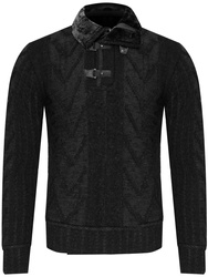 SWETER MĘSKIZ PÓŁGOLFEM - 590 CZARNO-SZARY