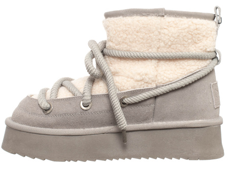 SKÓRZANE BOTKI DAMSKIE - SOLO SOPRANI COUTURE - SCW421P17/02 LUNAR ICE