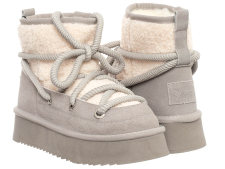 SKÓRZANE BOTKI DAMSKIE - SOLO SOPRANI COUTURE - SCW421P17/02 LUNAR ICE