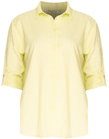 FASHION - KOSZULA DAMSKA W PASKI - ID8851 ŻÓŁTA