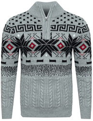 SWETER MĘSKI  Z POŁGOLFEM - LORR&MEN 5 SZARY