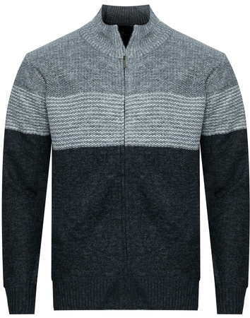 SWETER MĘSKI ROZPINANY - S8655 JASNOSZARY