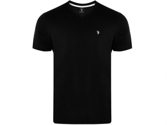 U.S. POLO ASSN. -  T-SHIRT MĘSKI CREW V-NECK - CZARNY