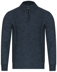 SWETER MĘSKI  Z POŁGOLFEM - 8157 INDIGO