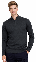 SWETER MĘSKI Z PÓŁGOLFEM - K6007 CIEMNOSZARY