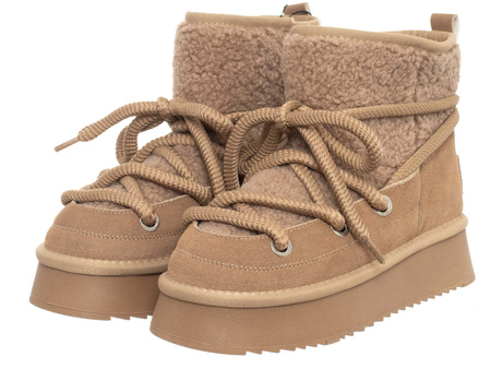 SKÓRZANE BOTKI DAMSKIE -SOLO SOPRANI COUTURE - SCW421P17/04 LUNAR MOUTON